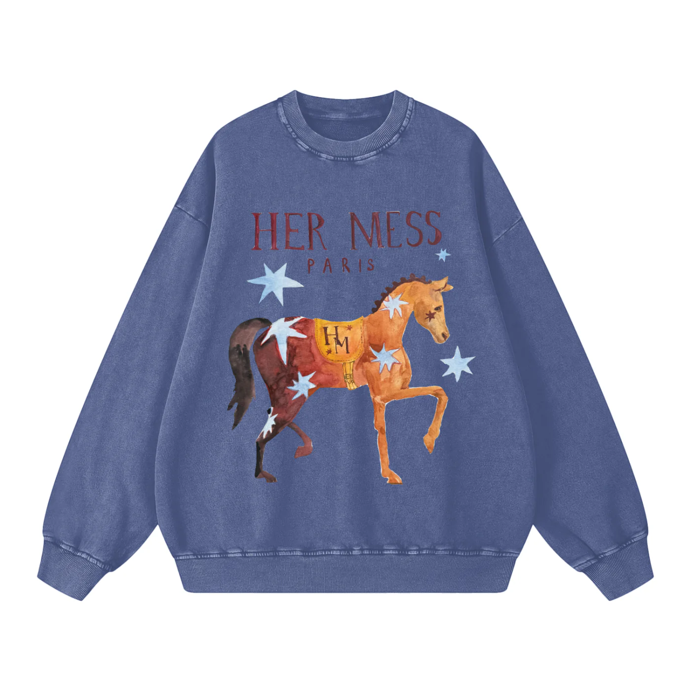 Her Mess Acid Wash Sweater (Blue)