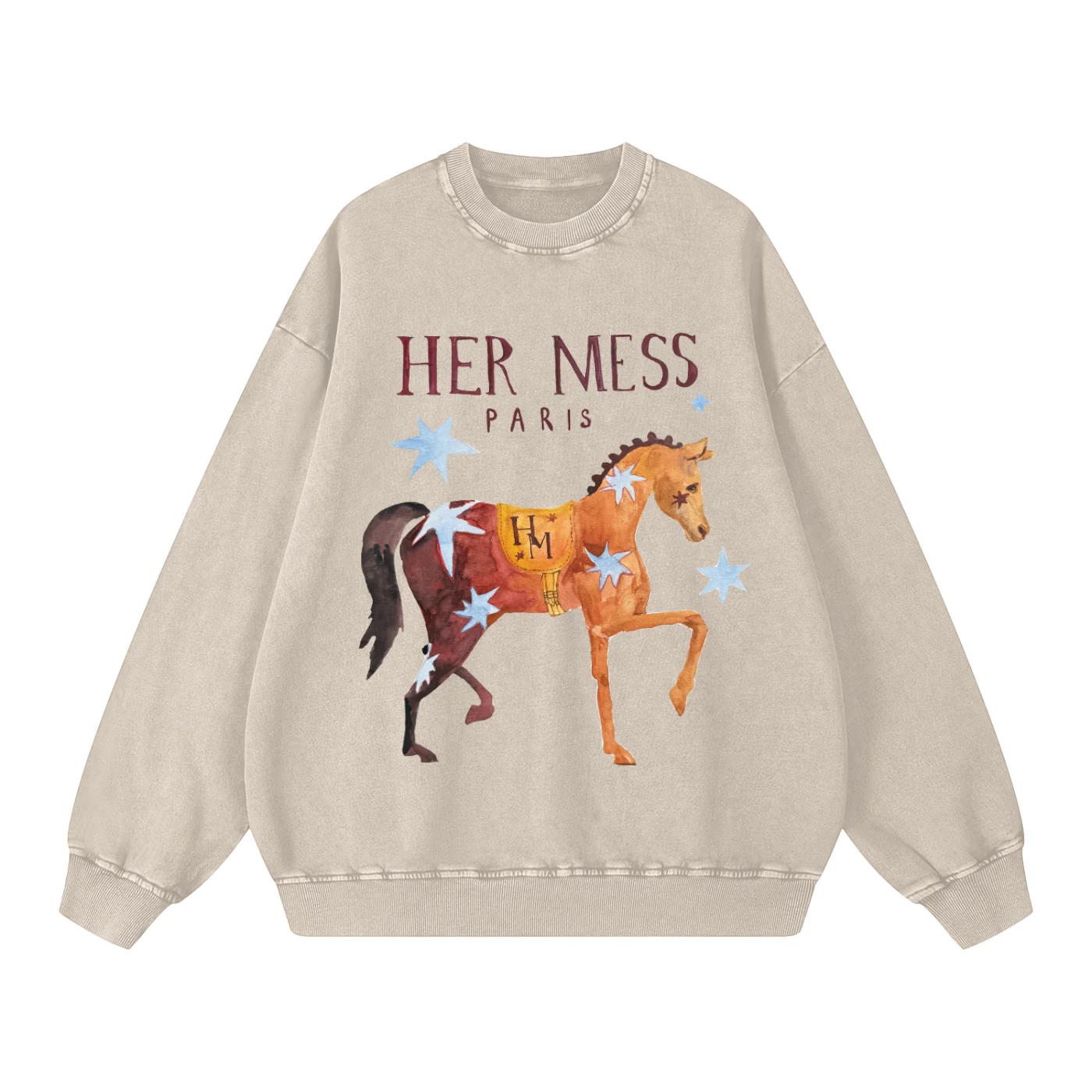 Her Mess Acid Wash Sweater (Grey)