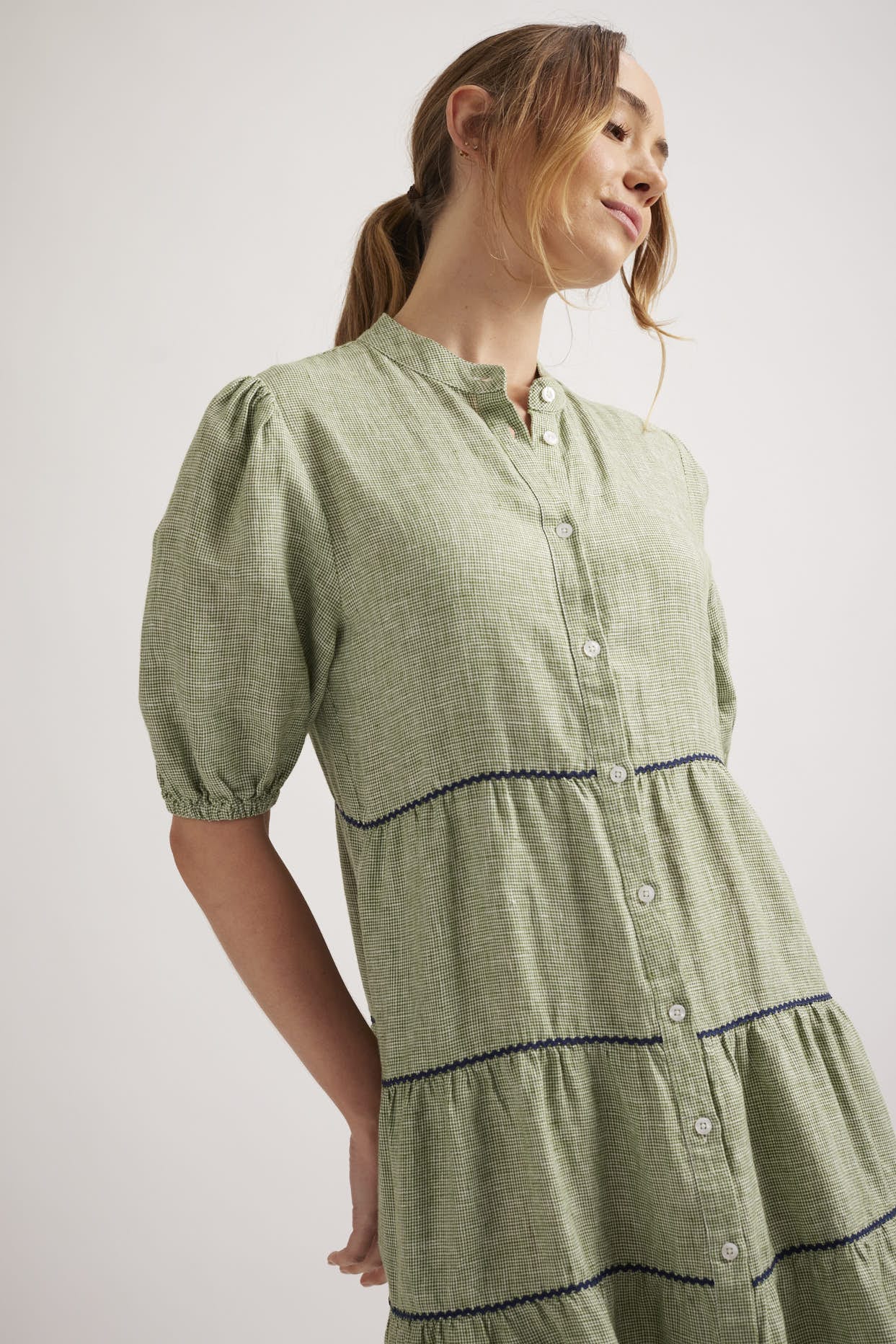 Marcela Dress || Olive Houndstooth