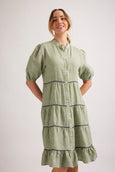 Marcela Dress || Olive Houndstooth