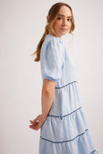Marcela Dress || Blue Houndstooth