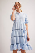 Marcela Dress || Blue Houndstooth