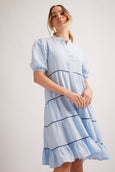 Marcela Dress || Blue Houndstooth