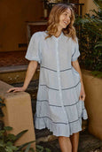 Marcela Dress || Blue Houndstooth