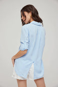 Blue Oasis || Split Back Button Down