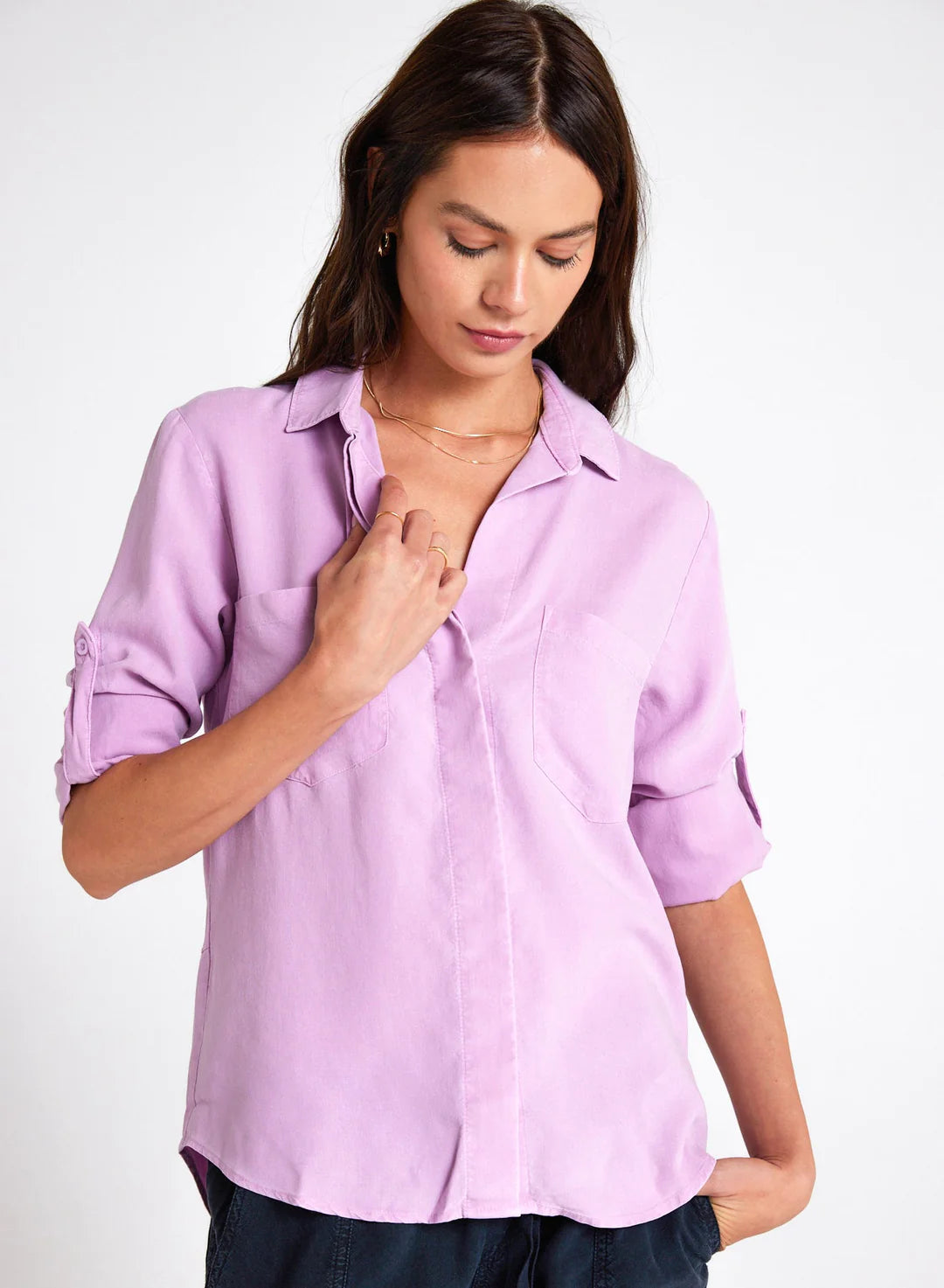 Orchid Blush || Split Back Button Down