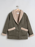 Short Shearling Coat || Khaki