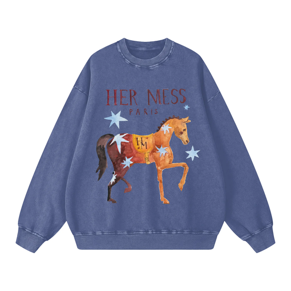 Her Mess Acid Wash Sweater (Blue)