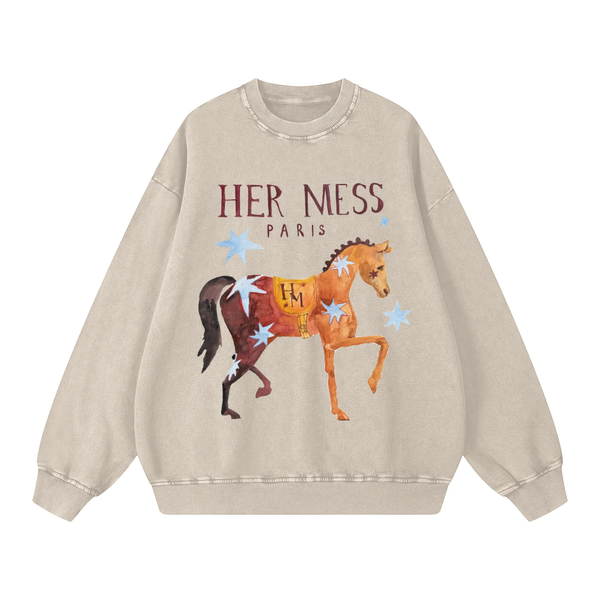 Her Mess Acid Wash Sweater (Grey)