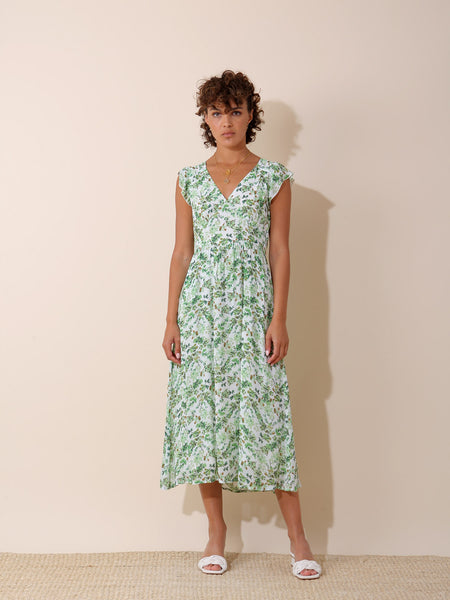 AD201 Watercolour Midi Dress || Verde