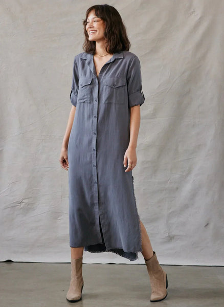 Silver Storm || Maxi Shirt Dress