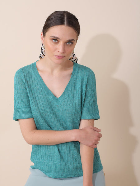 RS410 Linen Knit Jumper || Verde